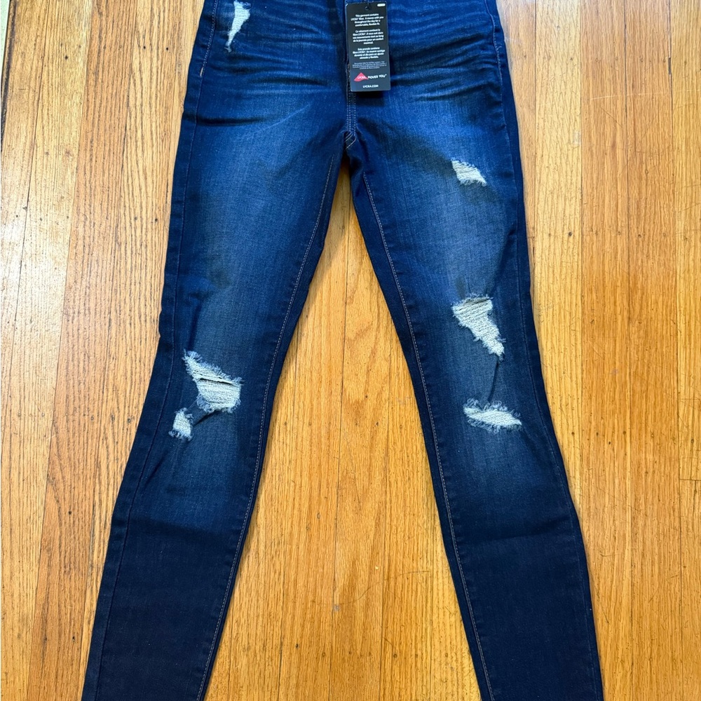 SO Women's Navy Ripped Skinny Jeans